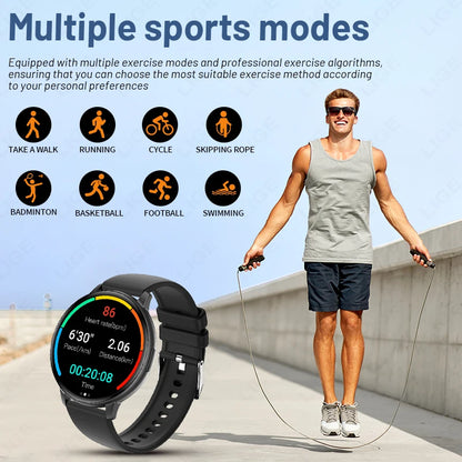 LIGE New Smart Watch Men Bluetooth Call Heart Rate Blood Oxygen Monitoring IP67 Waterproof Sports Men Smartwatch for Android ios
