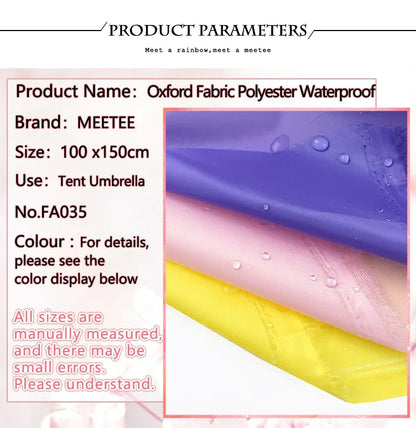 100/200X150CM 210D Oxford Waterproof Fabric Polyester Coated PU Cloth Tent Umbrella Fabrics By Meter DIY Sewing Accessories