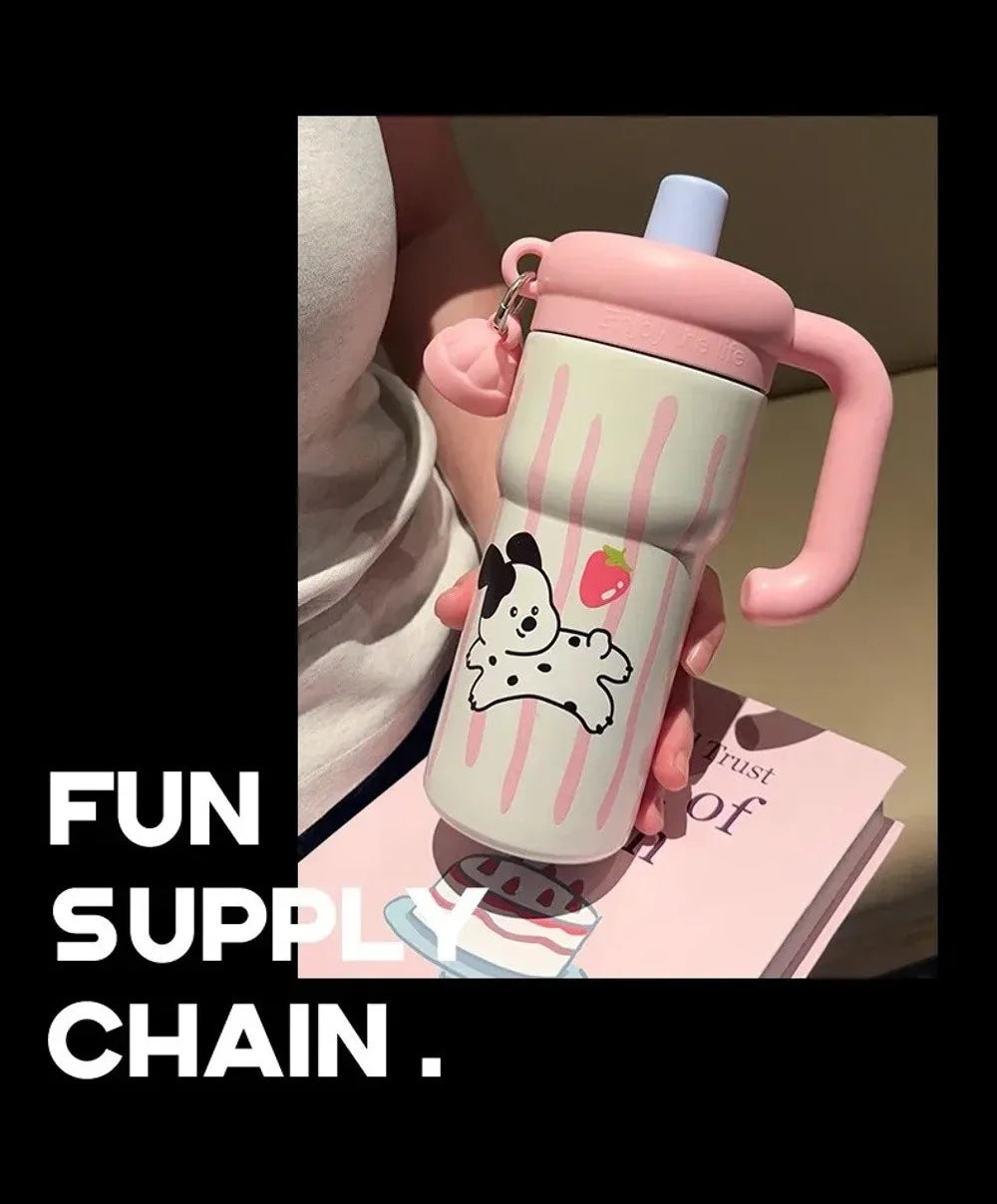 Fashion High Aesthetic Students Straw Mug 316 Stainless Steel 600ML Iced Cup Large Capacity Insulated Thermal Cup Men And Women