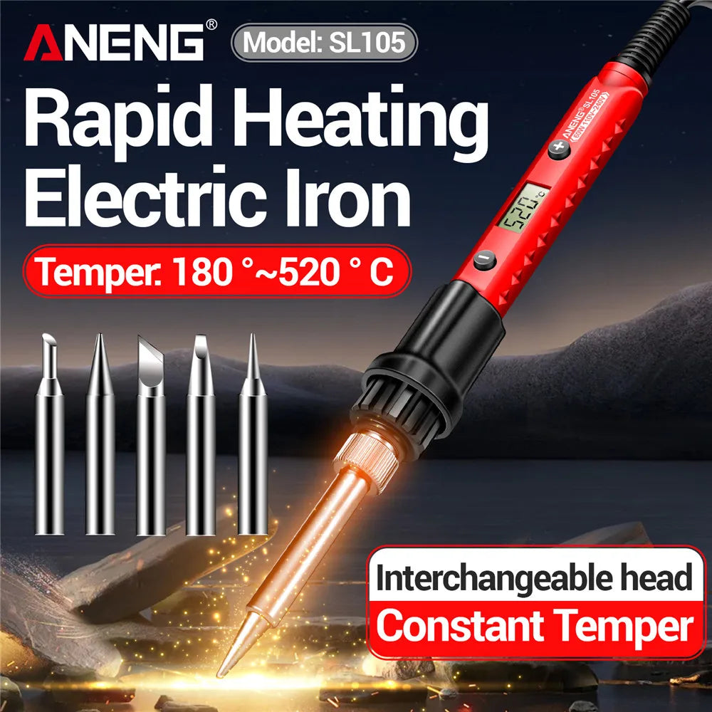ANENG SL105 Electric Soldering Iron 60W Display Adjustable 180°C~520°C Temperature Professional Portable Welding Repair 220V Kit