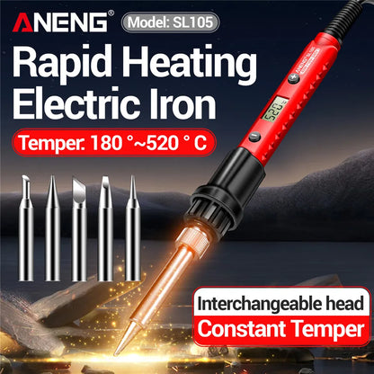 ANENG SL105 Electric Soldering Iron 60W Display Adjustable 180°C~520°C Temperature Professional Portable Welding Repair 220V Kit