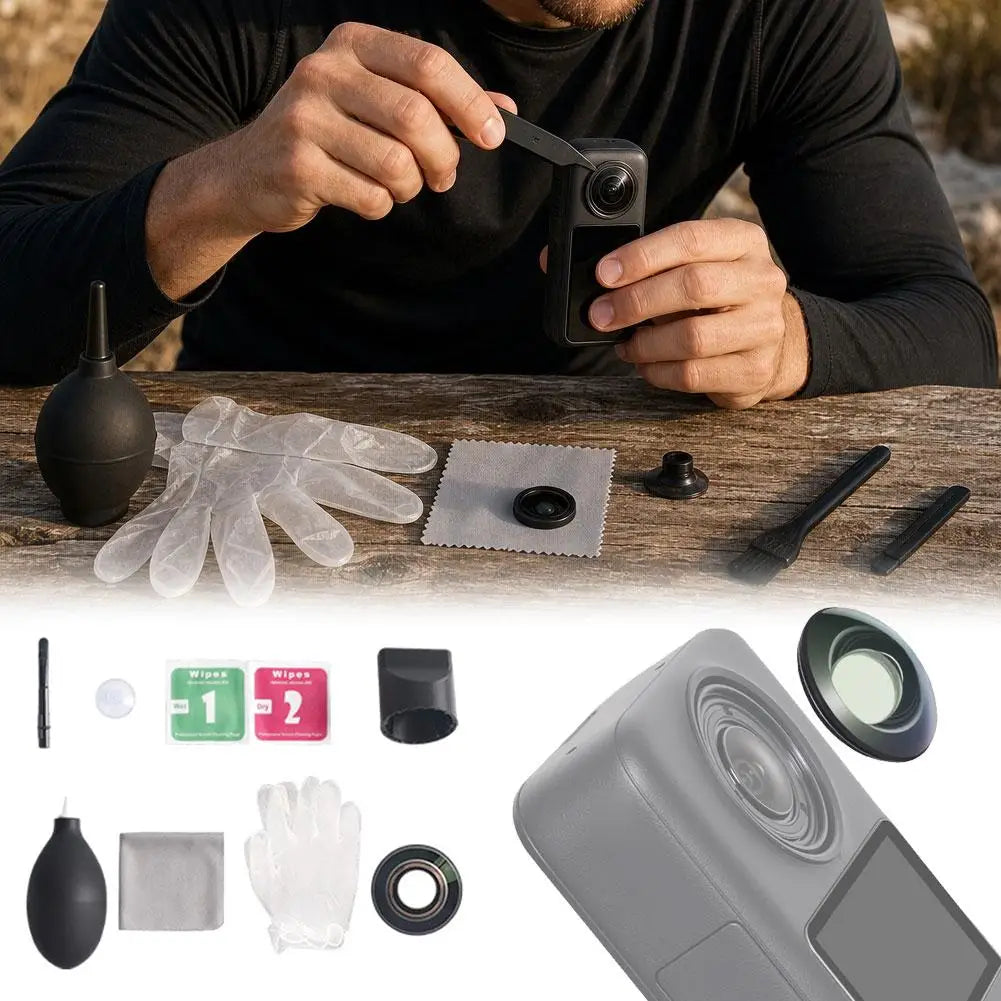 Replacement Kit for DJI Osmo 360 Accessories, Optical Glass with Aluminum Alloy Ring + Assembly & Disassembly Tool, Camera Lens