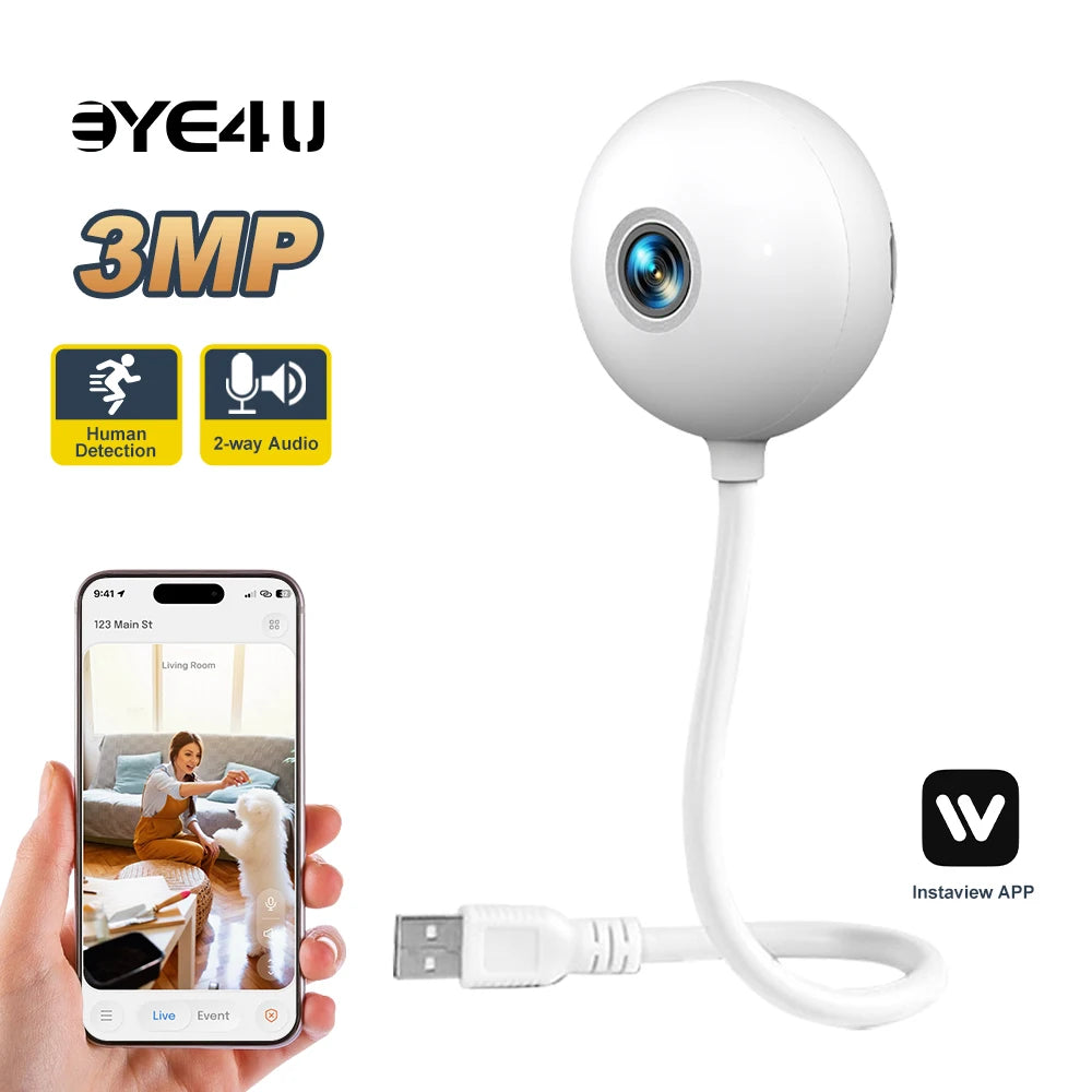 Indoor Mini Camera 3MP 2.4G WIFI Wireless Baby Monitor USB Light Bulb Camera Home Security Protection IP Cam Video Surveillance