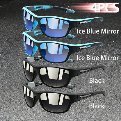 4PCS Fashion Vintage Pattern Cycling Sunglasses Men Women Running Cycling Mountaineering Sport Man Driving Fishing Sun Glasses