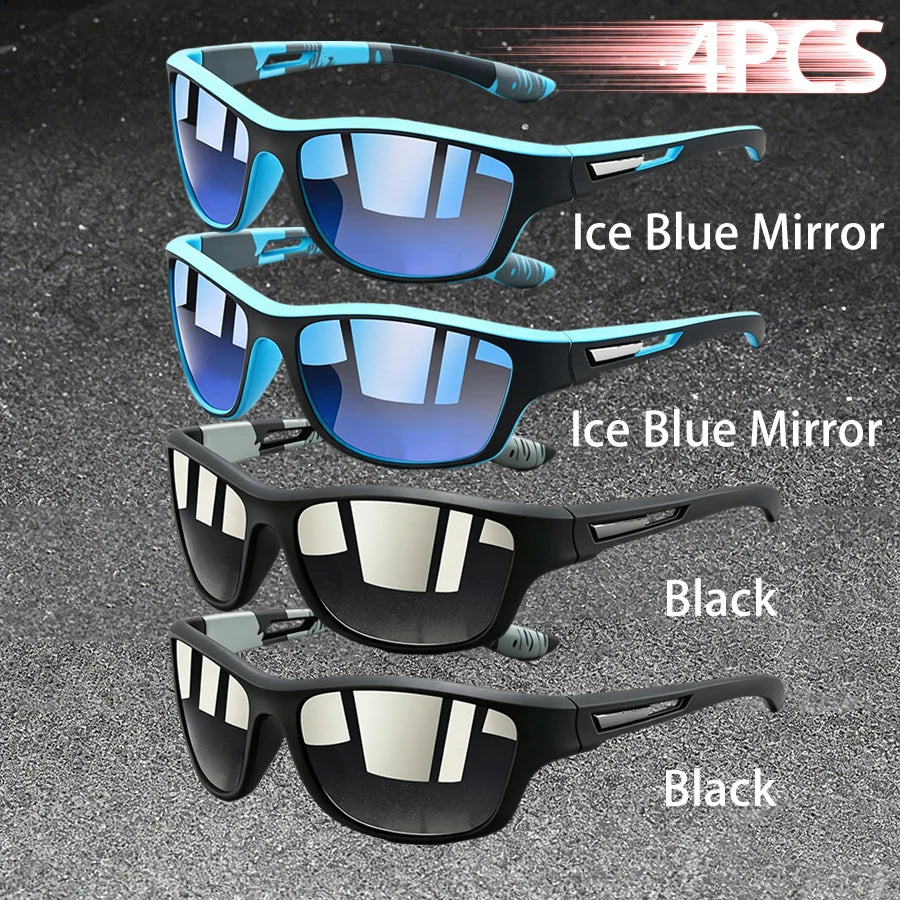 4PCS Fashion Vintage Pattern Cycling Sunglasses Men Women Running Cycling Mountaineering Sport Man Driving Fishing Sun Glasses