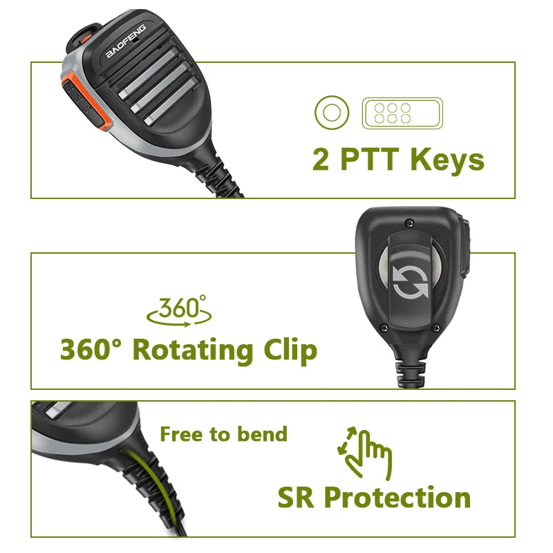 Baofeng BF-780 PTT Remote Shoulder Walkie Talkie Speaker Microphone Mic Waterproof For UV-25L M-5R Quansheng UV-K5 UV-K6 Radio