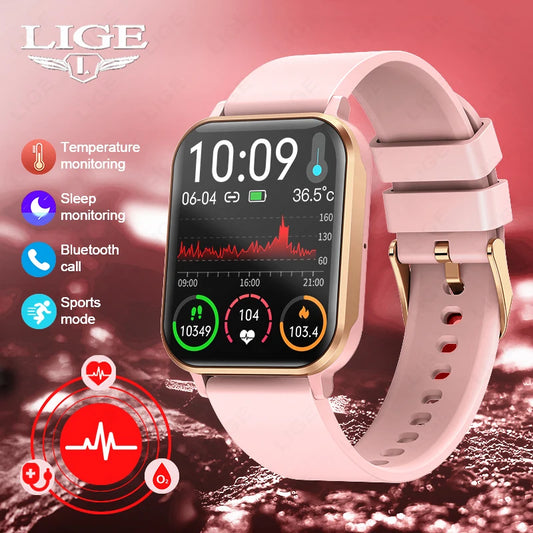 LIGE Women Smart Watch I68 Waterproof Bluetooth Call Watch for Women Smartwatch Ladies Sport Fitness Tracker Watches Men Watch