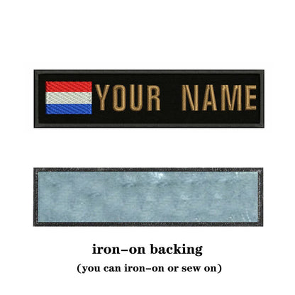 Dutch Flag Netherlands 10X2.5cm Embroidery Custom Name Text Patch Stripes Badge Iron On Or  Patches