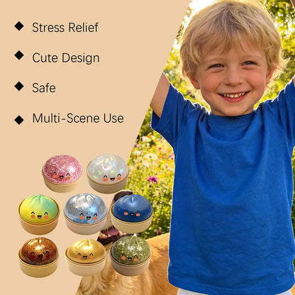 Glitter Slow Rising Dumpling Stress Relief Ball Steamed Bun Squishy Toy Stretchy Reusable Decompression Toy Office Travel Gift
