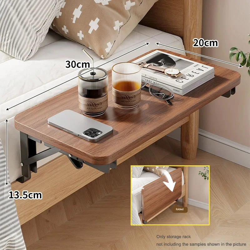 Foldable Collapsible Organizer Attachable Bedside Shelf Table Under Bed Mat Dorm Bunk Bed Storage for College Space Save