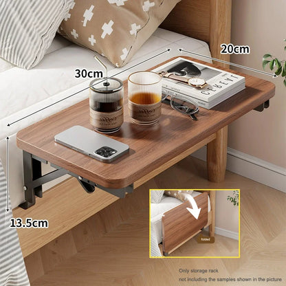 Foldable Collapsible Organizer Attachable Bedside Shelf Table Under Bed Mat Dorm Bunk Bed Storage for College Space Save