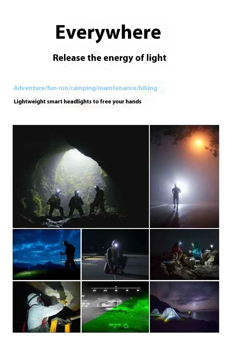 Outdoor Lighting Strong Bald Headlight 12 LED Super Bright Spotted Portable Headlight Outdoor Camping Maintenance Light