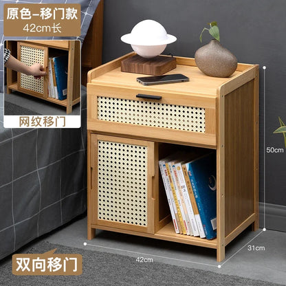 ‌Modern Minimalist Nightstand - Solid Wood Bedside Storage Cabinet with Drawer, Space-Saving Slim Design for Studio Apartments