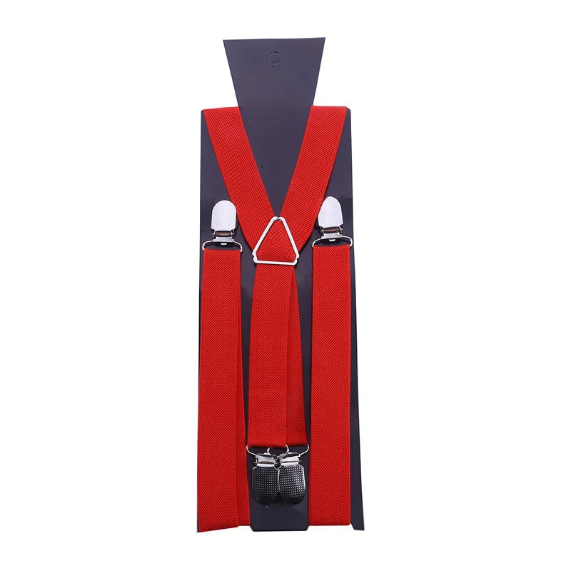 Solid Color Elastic Polyester Suspenders Braces Men Women Black Red Adjustable Straps For Wedding Suit Skirt Accessories Gifts