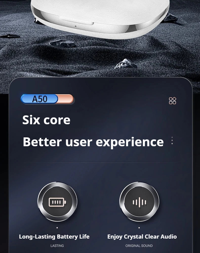 A50 AI Real Time Translation Earbuds 164 Languages Bluetooth 6.0 Wireless Smart Touch Control Clear Call Headphones