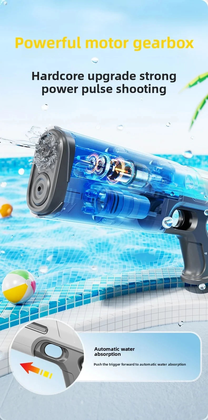 Electric Water Guns for Adults Powerful Squirt Automatic Suction Water Storage Gun Blasters Summer Pool Outdoor Game Toy Gift