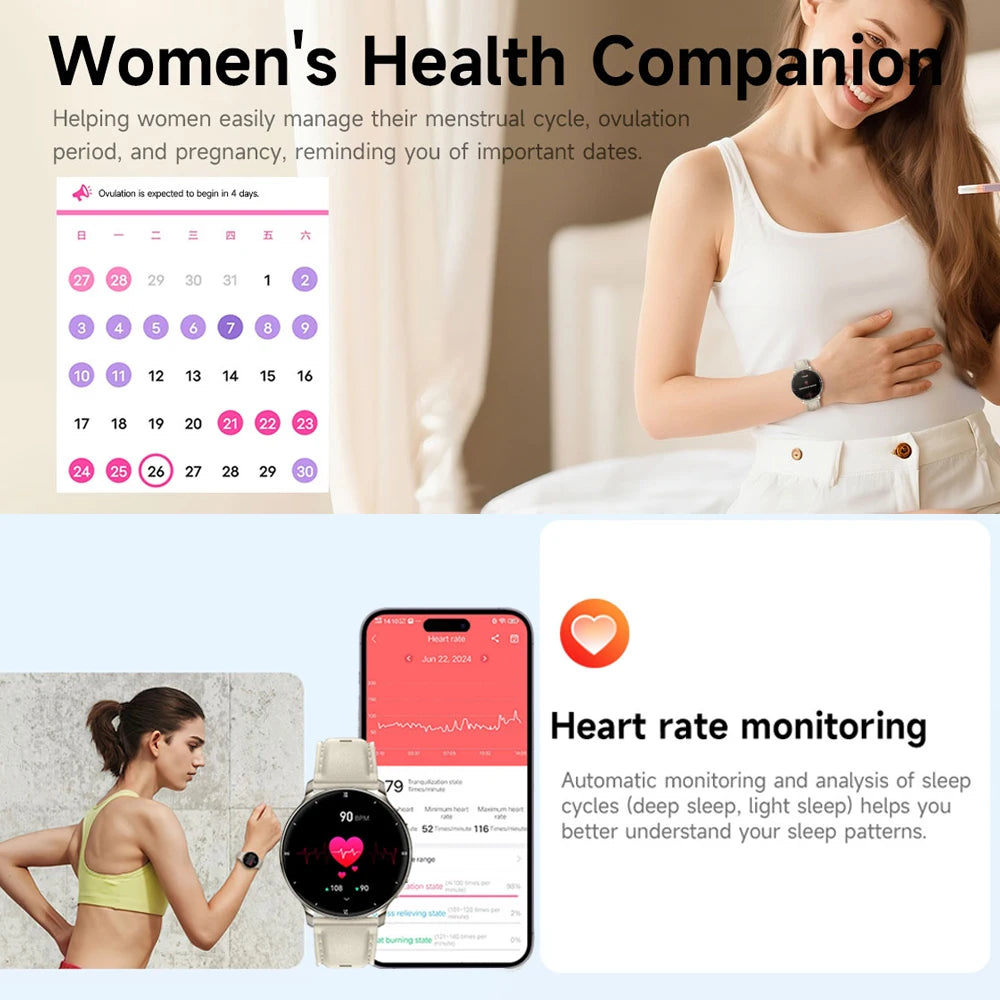 2026 New 7.6mm Ultra-Slim Smart Watch Women AMOLED HD Display LED Flashlight Always-On Time Display Fashion Ladies Smartwatches