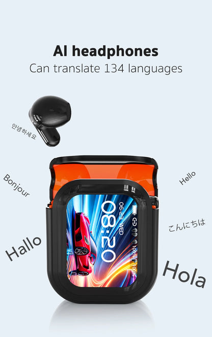 NE20 AI Instant Translation Wireless Earbuds, Bluetooth 6.0 Headphones, IPX4 Waterproof Long Endurance Battery Life Touch Screen