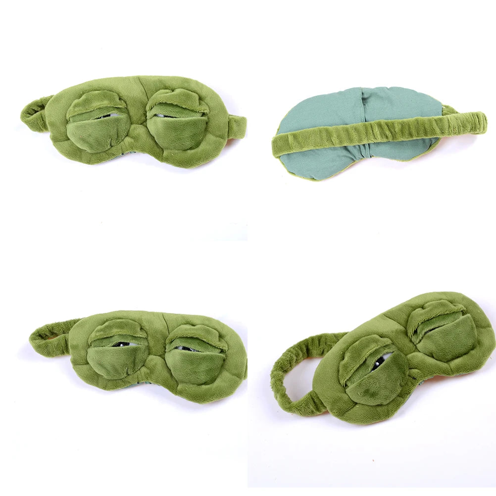 1PC Green 3D FROG Sleeping Mask Eyeshade Plush Eye Cover Travel Cartoon Eyeshade for Eye Travel Relax Sleeping Gift