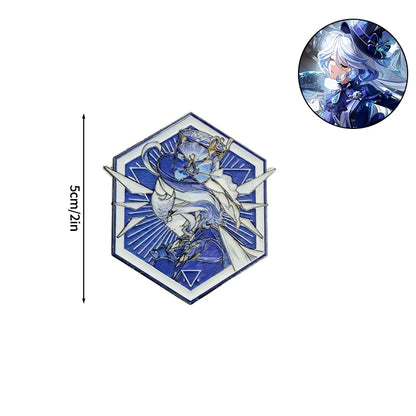 Genshin Impact Hard Enamel Pin Columbina Flins Odette Anastasya Badges Lapel Pin Cartoon Anime Brooches Backpack Decoration