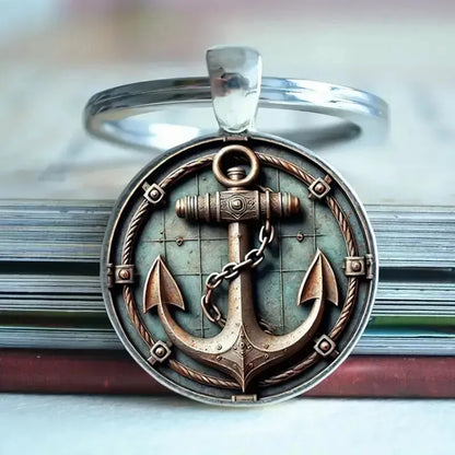 Noter New 8 Styles Unique 2D Flat Keychain Retro Anchor Knight Motorcycle Pattern Car Backpack Charm Pendant Decoration Key Ring