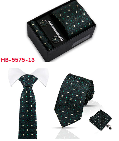 Classic Mens Tie Set Paisley Hanky Cufflinks In Gift Box Jacquard Woven Neckties Set For Men Formal Wedding Fashion Accessories