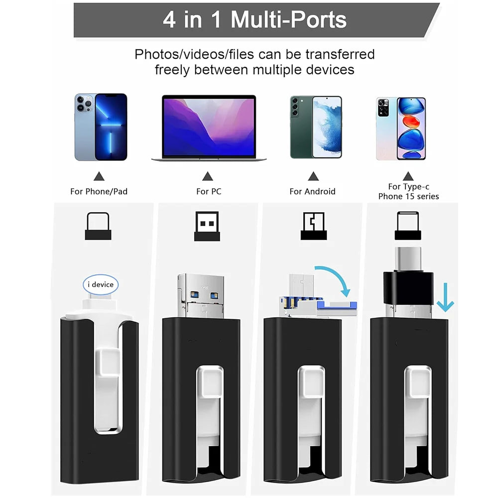 512GB Photo Stick for iPhone Flash Drive 256GB Memory Stick Storage Videos Files Backup Compatible with iPad Android PC Free app