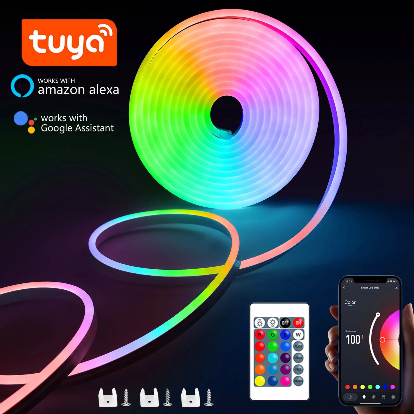 Taśma LED Neon RGB 1/2/3/5M IP65 Wodoodporna Samoprzylepna Taśma USB Neon Tuya Sterowanie Pilotem Elastyczna Wstęga do Oświetlenia Wystroju Domu