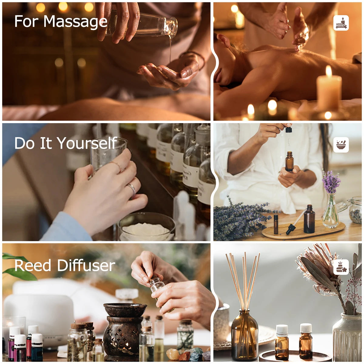 Chocolate essential oil has a sweet and mellow fragrance and is suitable for body massage and hair care.