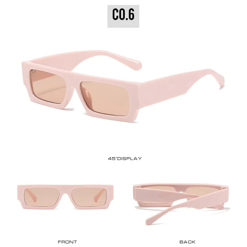 New Men Brand Shades Retro Square Sunglasses Vintage Small Rectangle Women Sun Glasses Luxury Eyeglasses Black White Eyewear