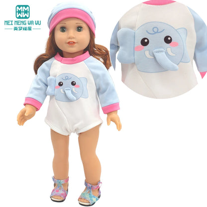 Fits 17-18inch American Doll and New Born Doll Clothes Fashion Dresses, Hooded Jumpsuit, Cardigan Strap Skirts Toys Gifts