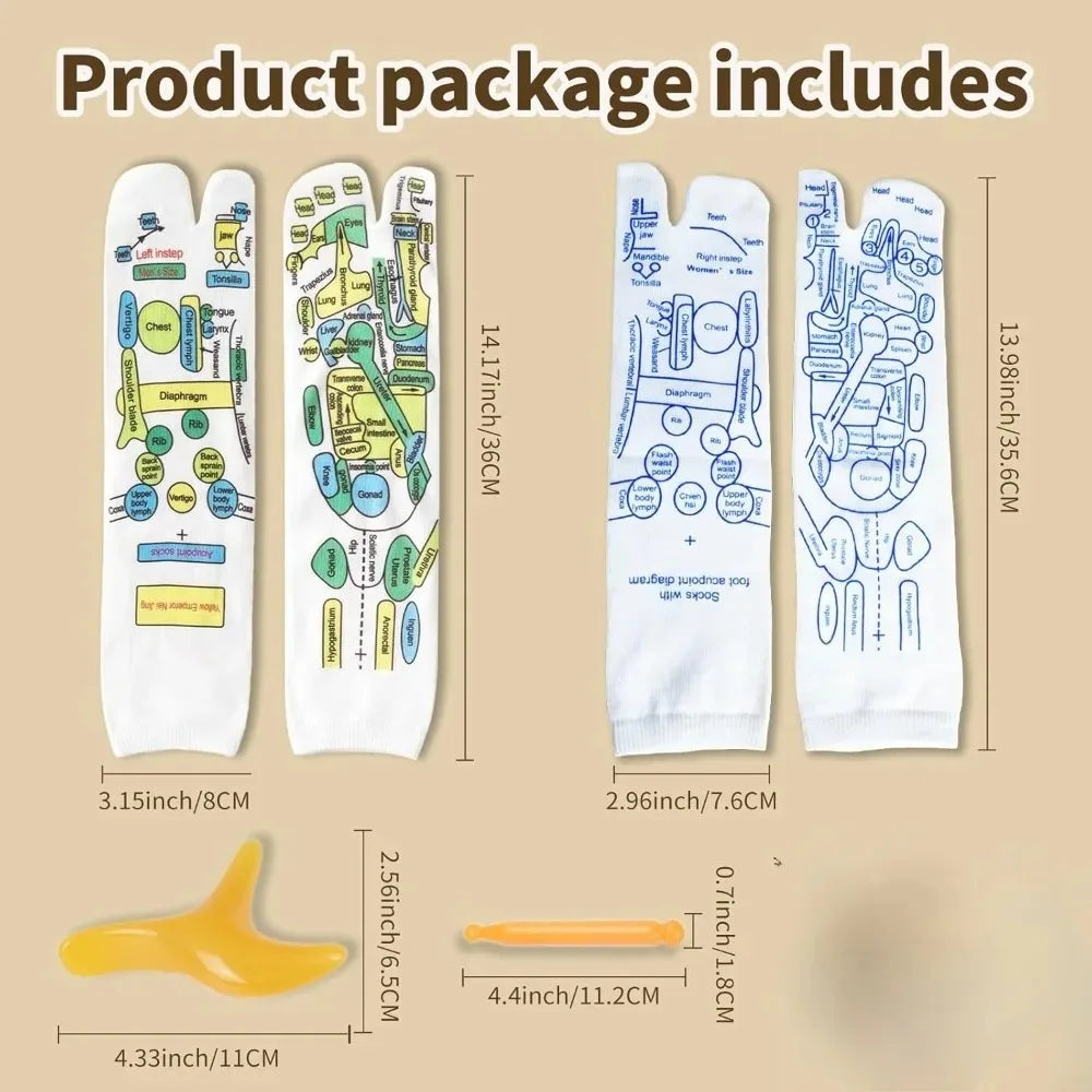 2 Types Reflexology Socks Set Tool Acupressure Acupuncture Trigger Point Foot Pain Relief Remedy Acupoint Massage Foot Care Tool