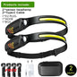 COB LED Headlamp Induction Head Lamp Built-in Battery USB Rechargeable Head Flashlight Outdoor Camping Fishing Sensor Headlight