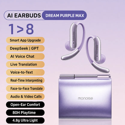 MONOISE Q13 AI Translation Earbuds Open Ear Wireless Bluetooth Headphones Real Time Translator HiFi LDAC Sport Earphones