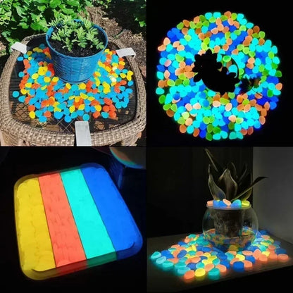 100-500pcs Glowing Garden Pebbles Glow in the Dark Non Toxic Reusable Luminous Stones For Garden Patio Aquarium DIY Decoration