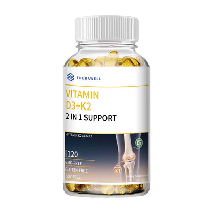 Vitamin D3 K2 MK‑7 Supplement, Nutrient Support for Bone Wellness, Teeth, Heart Health & Immune Function 120 Capsules