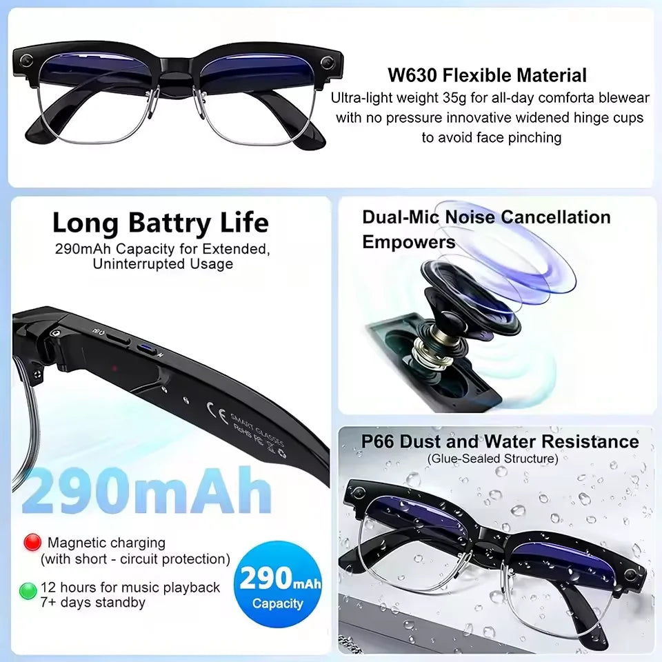 2026 Newest 8MP Smart Camera Glasses 1080P HD Video Recording AI Language Translation Bluetooth Call UV Protection for Men Women