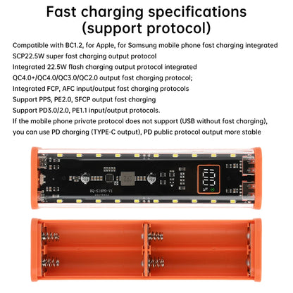 8Slots 18650/21700 Power Bank Case DIY Kit Mecha Transparent Quick Charge Flash Charger Battery Case Kit Power Bank Box Type C