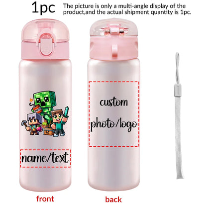 1pc Custom Back to School Game Character Pattern 780ml/26oz Plastic Water Bottle Outdoor Travel Sports Cup
