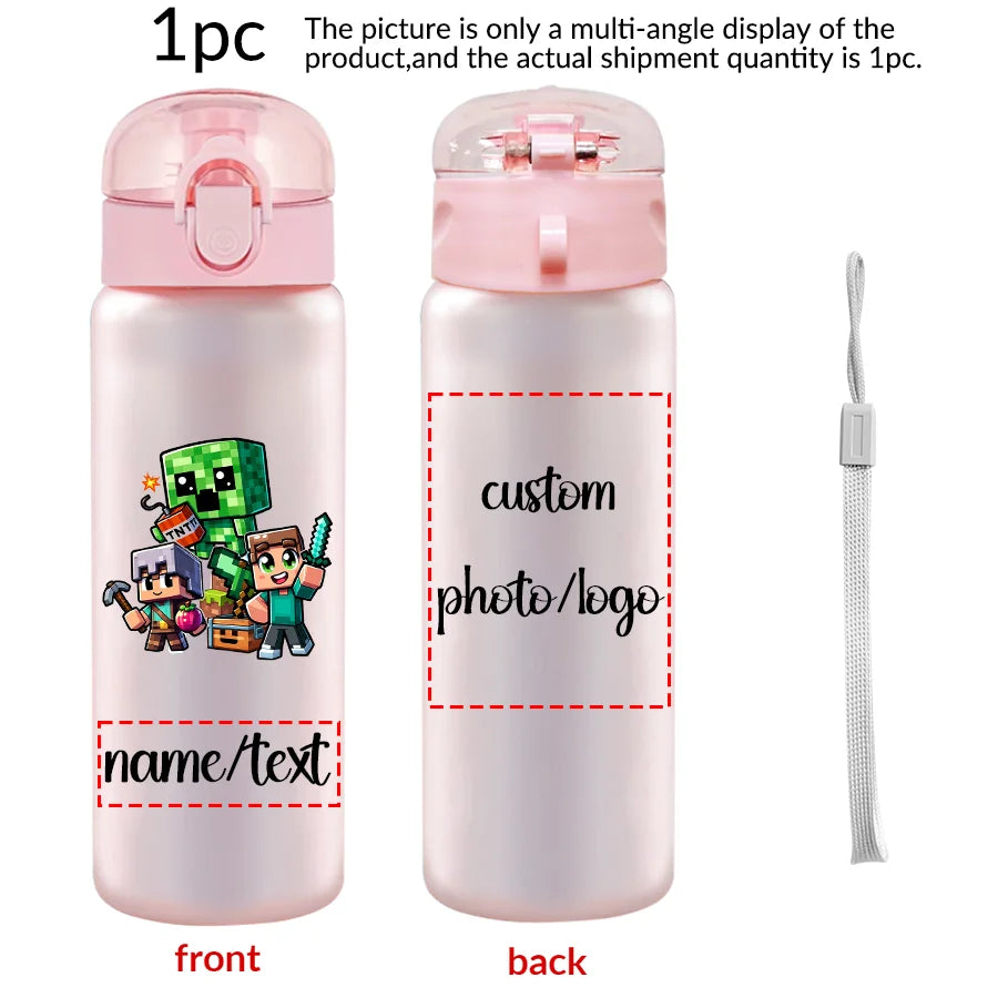 1pc Custom Back to School Game Character Pattern 780ml/26oz Plastic Water Bottle Outdoor Travel Sports Cup