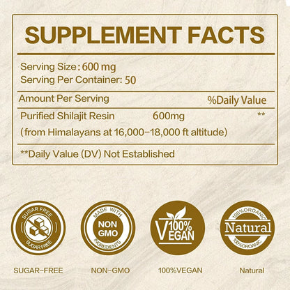Shilajit Pure Himalayan Organic Shilajit Resin - with Fulvic Acid & 85+ Trace Minerals Complex for Energy & lmmune Support 600mg