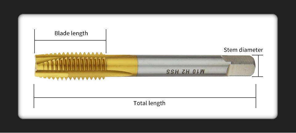 HSS Titanium Coating Screw Tap Drill Bit M2 M2.5 M3 M3.5 M4 M5 M6 M8 M10 M12 Metric Straight Flute Thread Tap Hand Tools