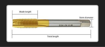 HSS Titanium Coating Screw Tap Drill Bit M2 M2.5 M3 M3.5 M4 M5 M6 M8 M10 M12 Metric Straight Flute Thread Tap Hand Tools