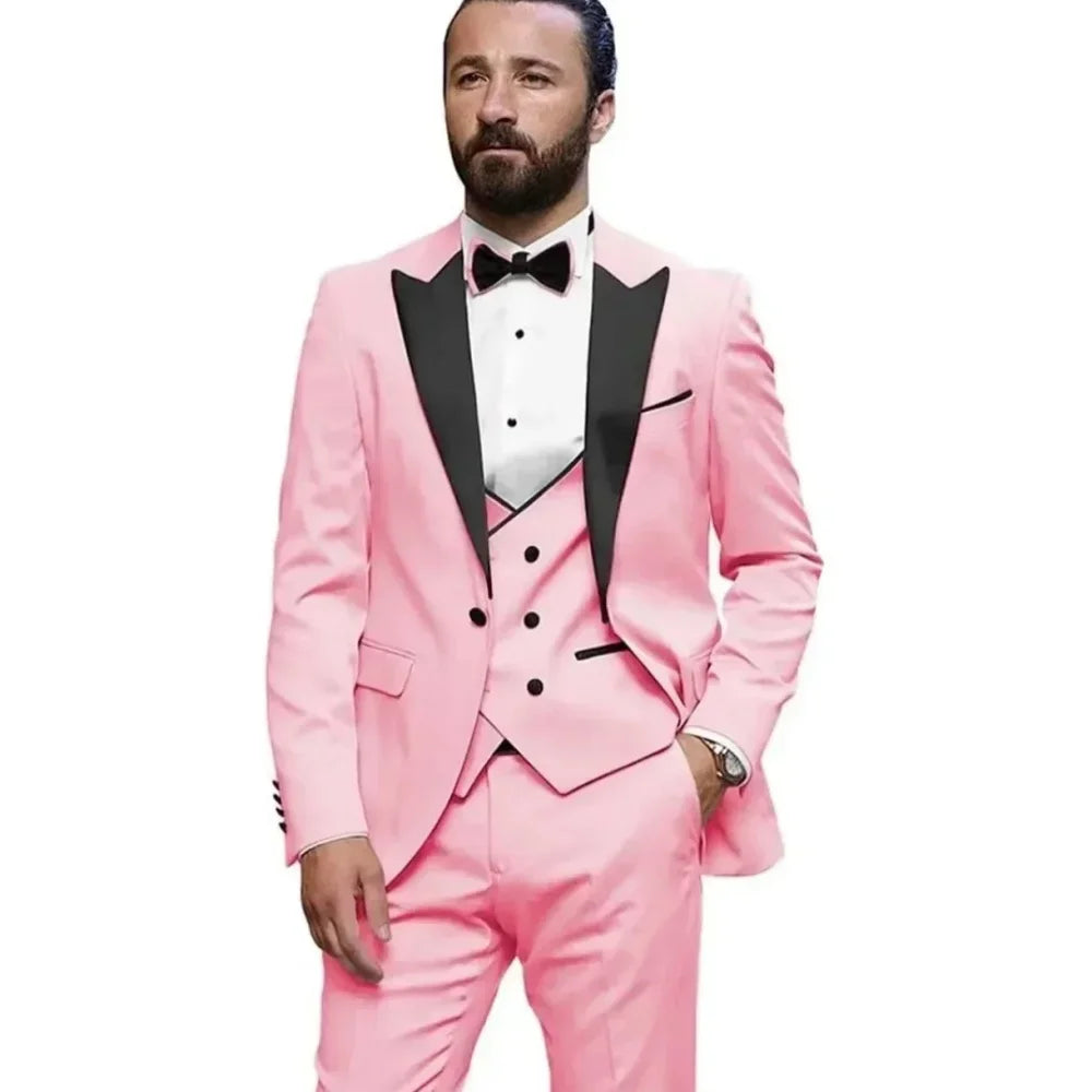 Spring Autumn Summer Casual Suits Men's Korean Business Western-style Clothes Vest Trousers Set Matching Outfit For Young Men