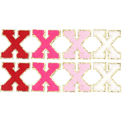 8pcs Sweet 26 Letters Towel Embroidery Patch Pink A-Z Self-adhesive Sticker Decoration For DIY Apparel Bag Crafts Accessories