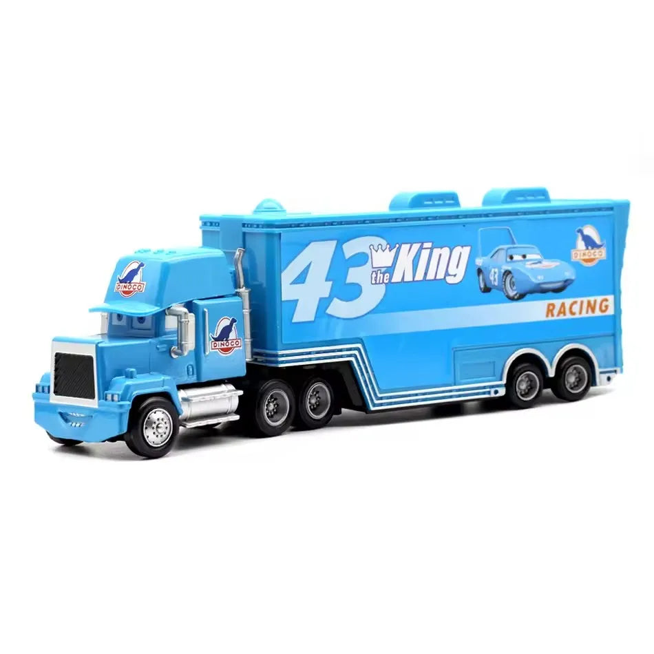Disney Pixar Cars Lightning McQueen Storm Jackson Mack Container Truck 1/55 Ratio Die Casting Alloy Car Model Toys Truck Gifts