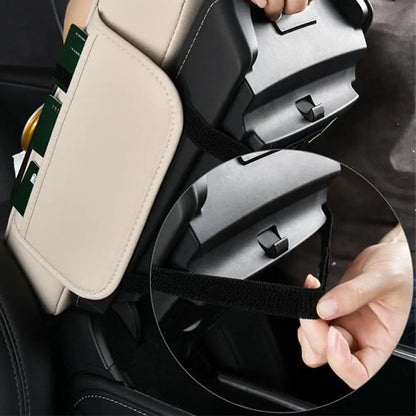 4 in 1 Car Center Console Armrest Cushion Height Increasing PU Leather Tissue Box Cup Holder Storage Pad Universal Fit