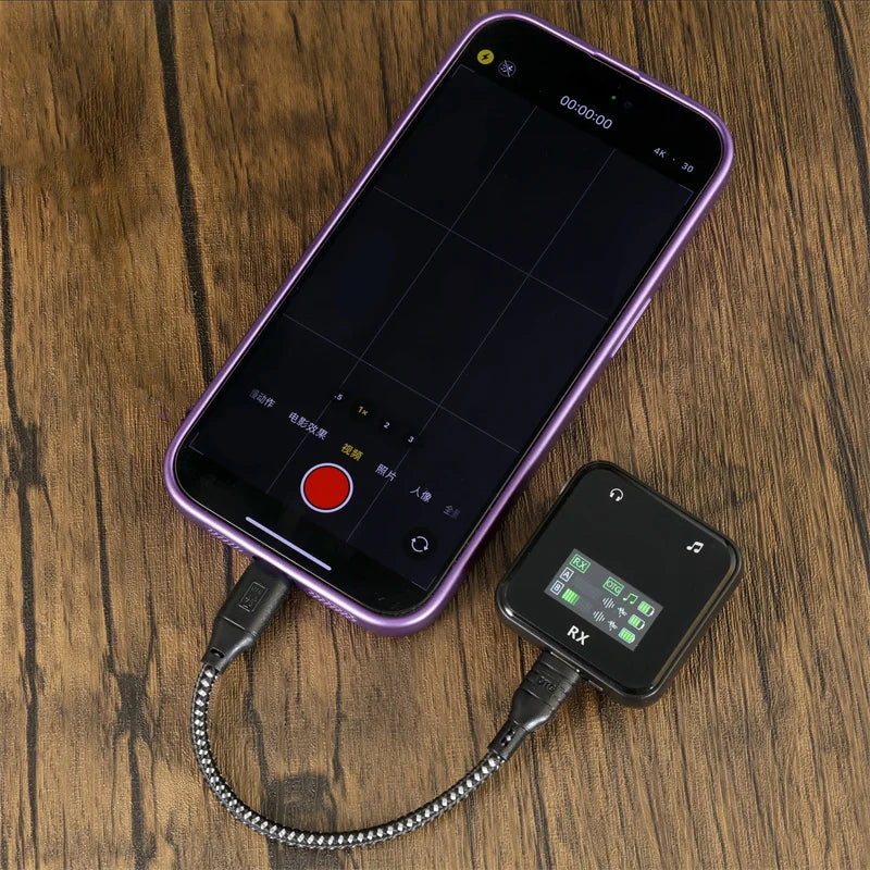 Wireless Lavalier Microphone System Bluetooth Audio Video Voice Recording Mic for iPhone Android Mobile Phone Interview Camera