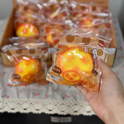 Bouncing Egg Tart Fluid Pressure-Relief Food Simulation Toy, Stress-Relieving, Squeezable, Creative and Fun gift for friends