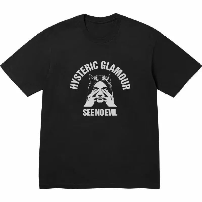 2026 Hysteric Glamour Women's T-shirt American Retro Tee Street Culture Tide Men Tshirt NicheTrend Short Sleeve Women's Clothing